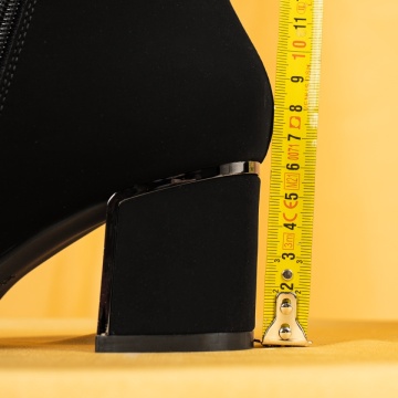Botine dama cu toc gros negru suede FLORINA7, 4, modlet.ro