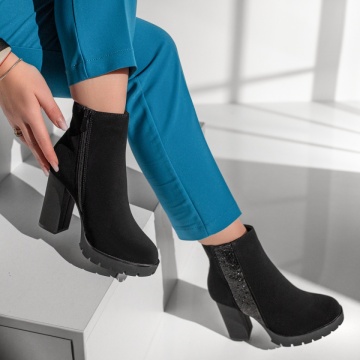 Botine dama negre cu toc gros MOD12908, 2, modlet.ro