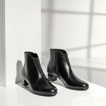 Botine dama negre cu toc mic si fermoar lateral MOD07333, 2, modlet.ro