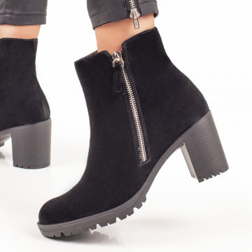 Botine dama negre suede Piele naturala ZEF06262, 1, zeforia.ro