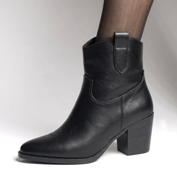 Reduceri cizme dama, Ciocate dama cu toc gros si fermoar negre IRIS53, modlet.ro