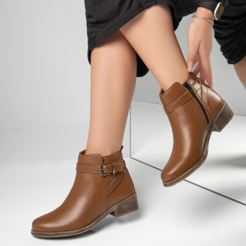 Cizme dama cu catarame maro din Piele naturala MOD06261, 1, modlet.ro