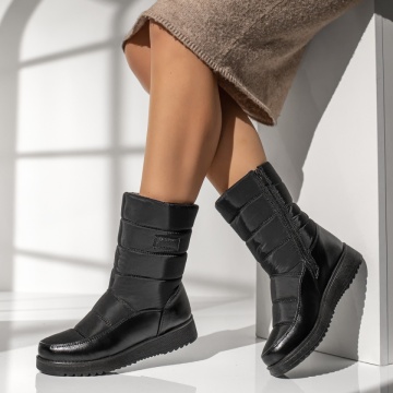Cizme dama cu fermoar din fas negre MOD12254, 2, modlet.ro