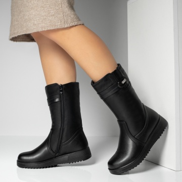 Cizme dama, Cizme dama cu fermoar negre MOD14079, modlet.ro