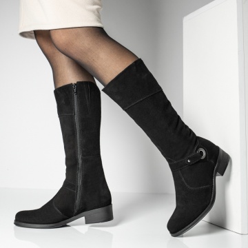 Cizme dama cu fermoar negre suede din Piele naturala MOD05604, 3, modlet.ro