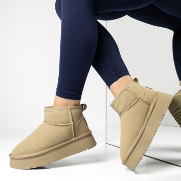 Cizme dama, Cizme dama cu talpa groasa tip oog bej suede MOD14172, modlet.ro