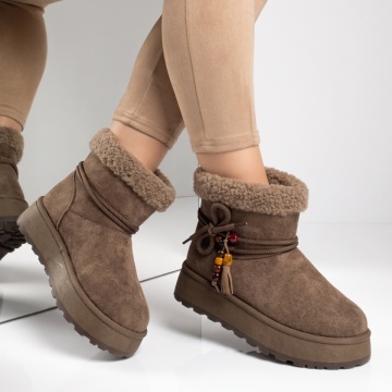 Cizme dama cu talpa groasa tip oog khaki suede LILI47, 3, modlet.ro