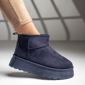 Cizme dama scurte albastre suede MOD12590