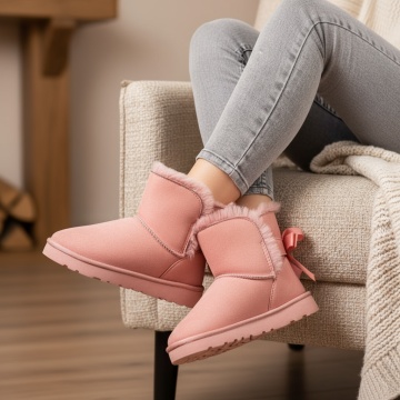 Cizme dama scurte cu funda la spate roz suede MOD07105, 2, modlet.ro