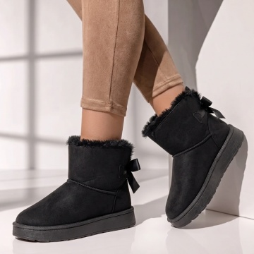 Incaltaminte dama, Cizme dama tip UG cu fundita negru suede EMA49, modlet.ro