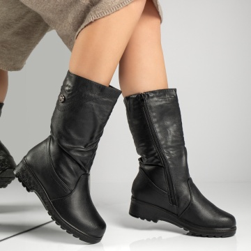 Cizme lungi dama cu platforma si fermoar negre MOD12879, 3, modlet.ro