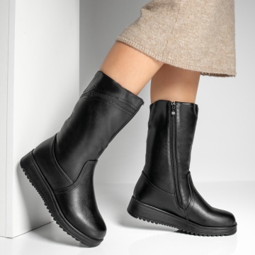 Cizme lungi dama cu talpa groasa negre MOD12795, 1, modlet.ro