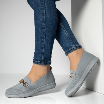 Espadrile dama cu accesoriu decorativ gri MOD13055, 4, modlet.ro