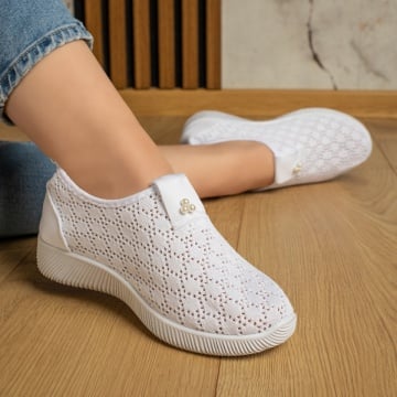 Espadrile dama cu perforatii din material textil albe ZEF13060, 4, zeforia.ro