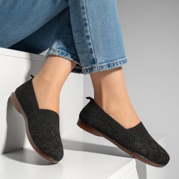 Espadrile dama cu perforatii si talpa joasa negre MOD13063, 3, modlet.ro