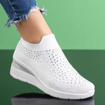 Espadrile dama cu platforma si pietre atasate albe MOD08482, 4, modlet.ro