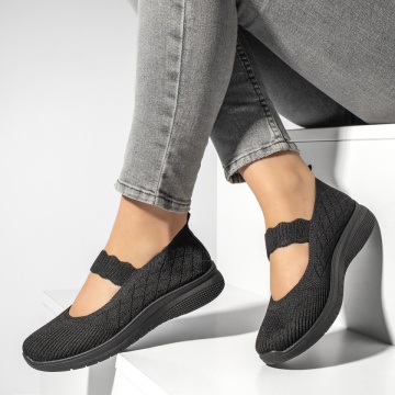 Espadrile dama cu talpa groasa negre EMA12