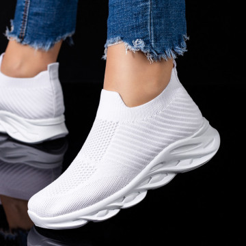 Espadrile sport dama albe cu talpa groasa MOD08645, 1, modlet.ro