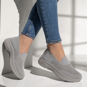 Espadrile sport dama cu perforatii gri EMA14, 4, modlet.ro