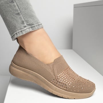 Espadrile sport dama cu strasuri aplicate khaki ZEF13178, 1, zeforia.ro