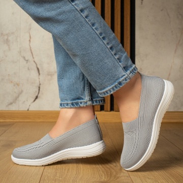 Espadrile sport dama cu talpa joasa si perforatii gri MOD13056, 2, modlet.ro