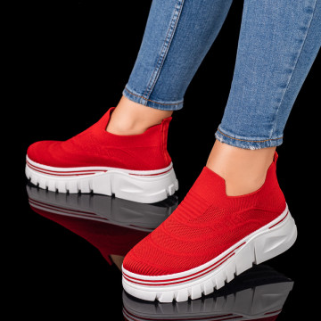 Espadrile sport dama rosii cu talpa groasa MOD10100, 3, modlet.ro