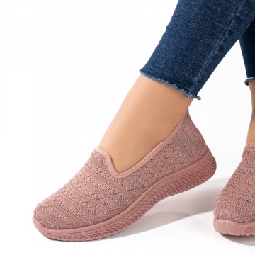 Espadrile sport dama roz cu strasuri din material textil ZEF10997, 1, zeforia.ro