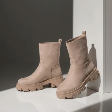 Ghete bej suede dama cu talpa groasa MOD07525, 2, modlet.ro