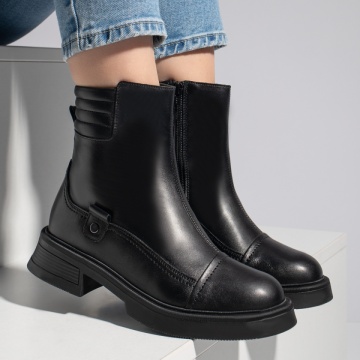 Ghete dama cu fermoar negre din Piele naturala MOD12659, 3, modlet.ro