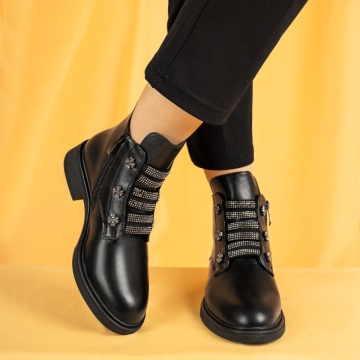 Ghete Dama, Ghete dama cu fermoar negre MOD14090, modlet.ro