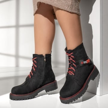 REDUCERI INCALTAMINTE, Ghete dama cu fermoar negre suede MOD07159, modlet.ro