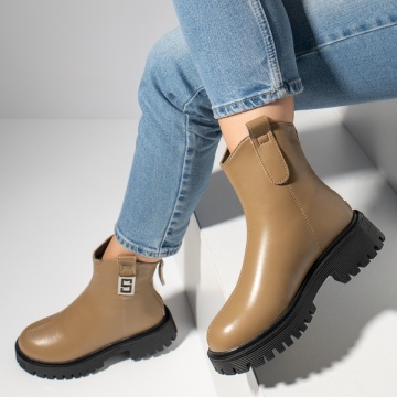 Ghete dama cu fermoar si talpa groasa khaki MOD12401, 2, modlet.ro
