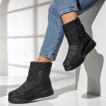 Ghete Dama, Ghete dama cu fermoar si talpa groasa negre MOD13998, modlet.ro