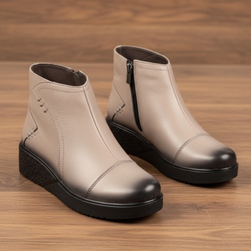 Ghete dama cu platforma gri din Piele naturala MOD10454