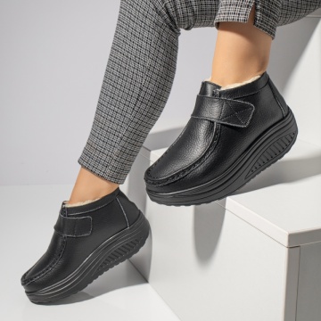 Ghete dama cu platforma negre din Piele naturala MOD06370, 1, modlet.ro