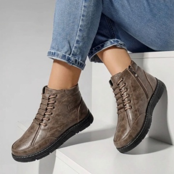 Ghete Dama, Ghete dama cu siret elastic si fermoar khaki LILI32, modlet.ro