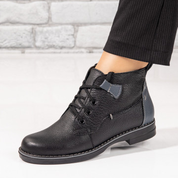 Ghete dama cu siret negre din Piele naturala MOD09858, 2, modlet.ro