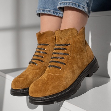 Ghete dama cu strasuri aplicate maro suede MOD12853, 2, modlet.ro