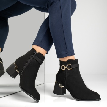 Ghete dama cu toc si accesorii decorative negru suede MOD12882, 3, modlet.ro