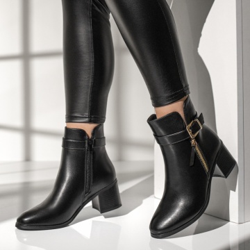 Ghete dama cu toc si fermoar negre MOD12635, 4, modlet.ro