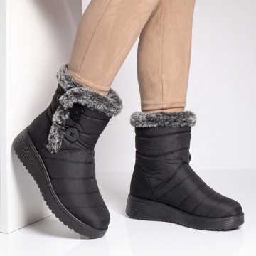 Ghete dama din fas cu talpa groasa negre GINA28
