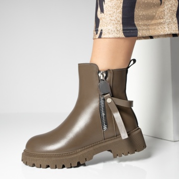 Ghete dama khaki cu fermoar MOD12189, 3, modlet.ro