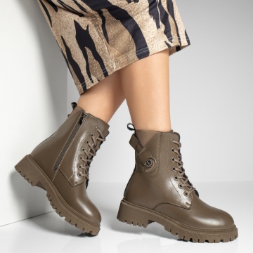 Ghete dama khaki cu fermoar MOD12190, 3, modlet.ro