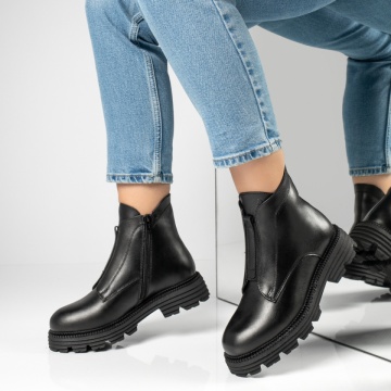 Ghete dama negre cu fermoar din Piele Naturala MOD12455, 4, modlet.ro