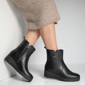 Ghete dama negre cu platforma si catarama din Piele Naturala MOD12655, 3, modlet.ro