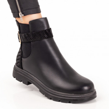 Ghete dama negre cu talpa joasa si fermoar MOD07076, 1, modlet.ro