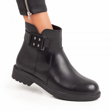 Ghete dama negre din Piele naturala cu fermoar MOD06992, 3, modlet.ro