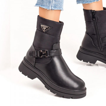 Ghete dama scurte negre cu insertii de fas MOD07415, 3, modlet.ro