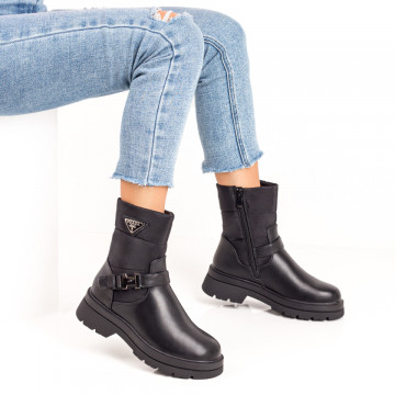 Ghete dama scurte negre cu insertii de fas MOD07415, 2, modlet.ro