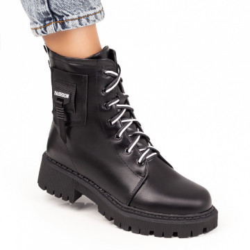 Ghete negre cu fermoar si siret dama cu talpa groasa MOD07169, 1, modlet.ro